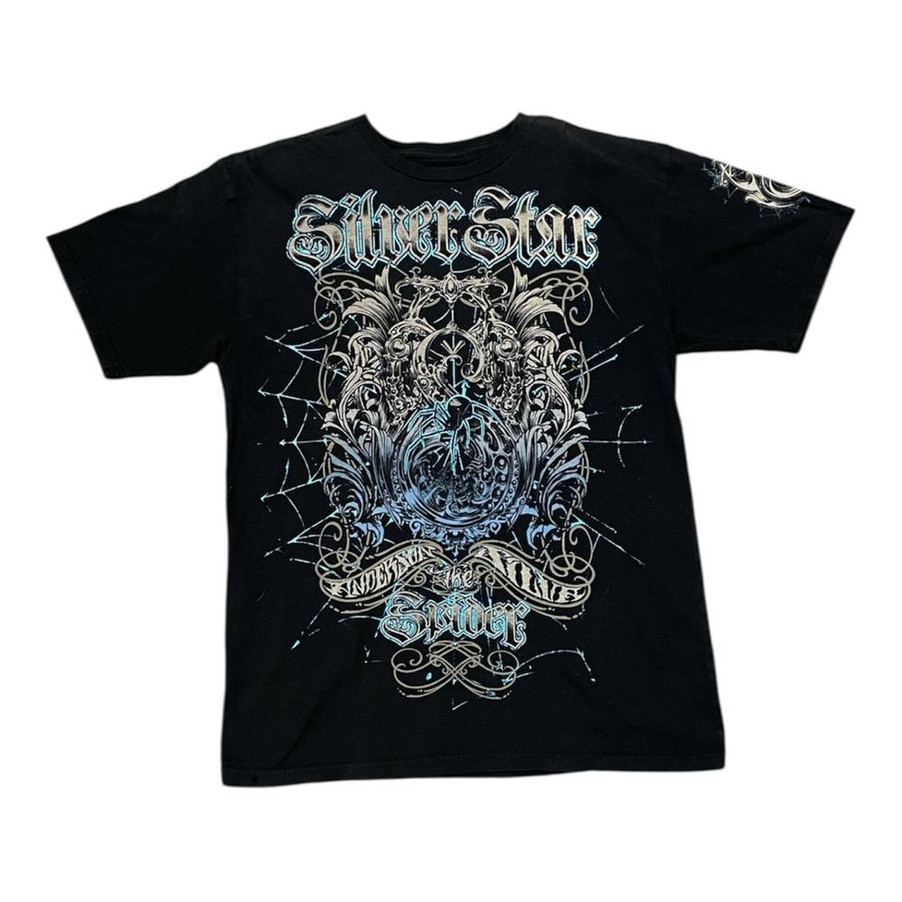 Vintage Silver Star Casting Company The Spider‎ Black Graphic Silva T-Shirt